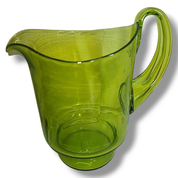 Vintage Blenko #7015s Olive Green Glass Pitcher - Picture 5 of 16